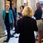 Freshman US Senator Elizabeth Warren, on her way to a policy lunch Tuesday, kept walking past reporters rather than engage in an impromptu Q-&-A session — which some see as a Capitol Hill tradition.